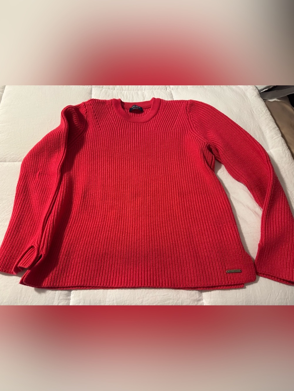 Saint James Ribbed Crewneck Sweater in Raspberry